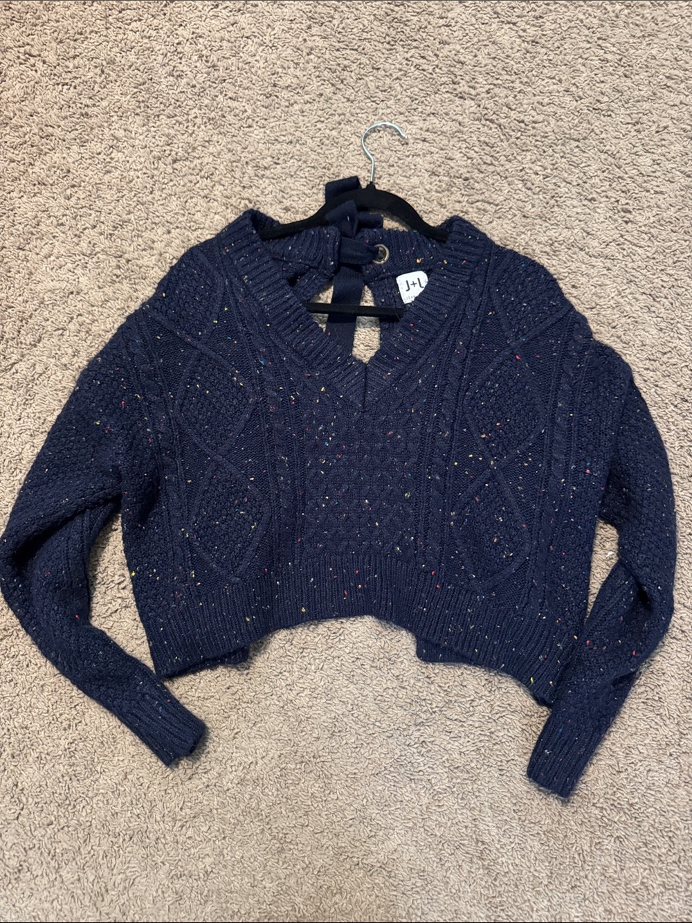 John + Jenn Navy Speckled Knit Cardigan